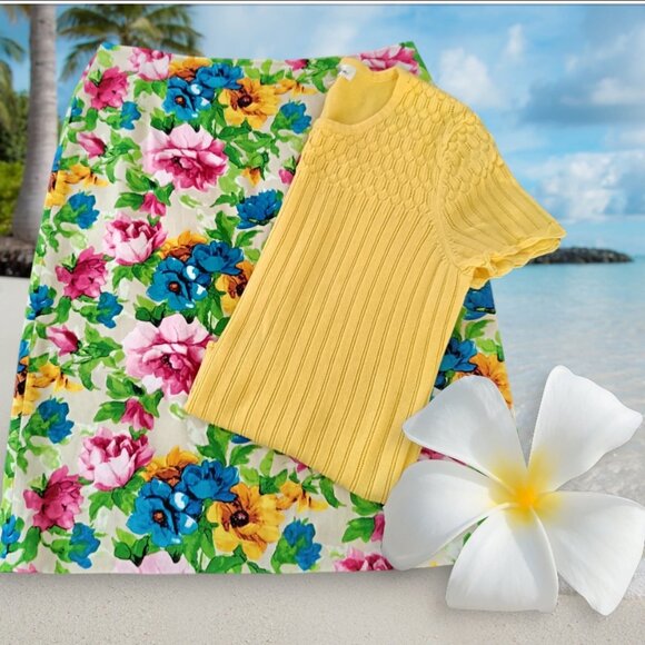 🤑$5 SALE🤑9M🌴2 items Summer Capsule Outfit  Vtg. Top&Handcrafted floral skirt - Picture 2 of 12